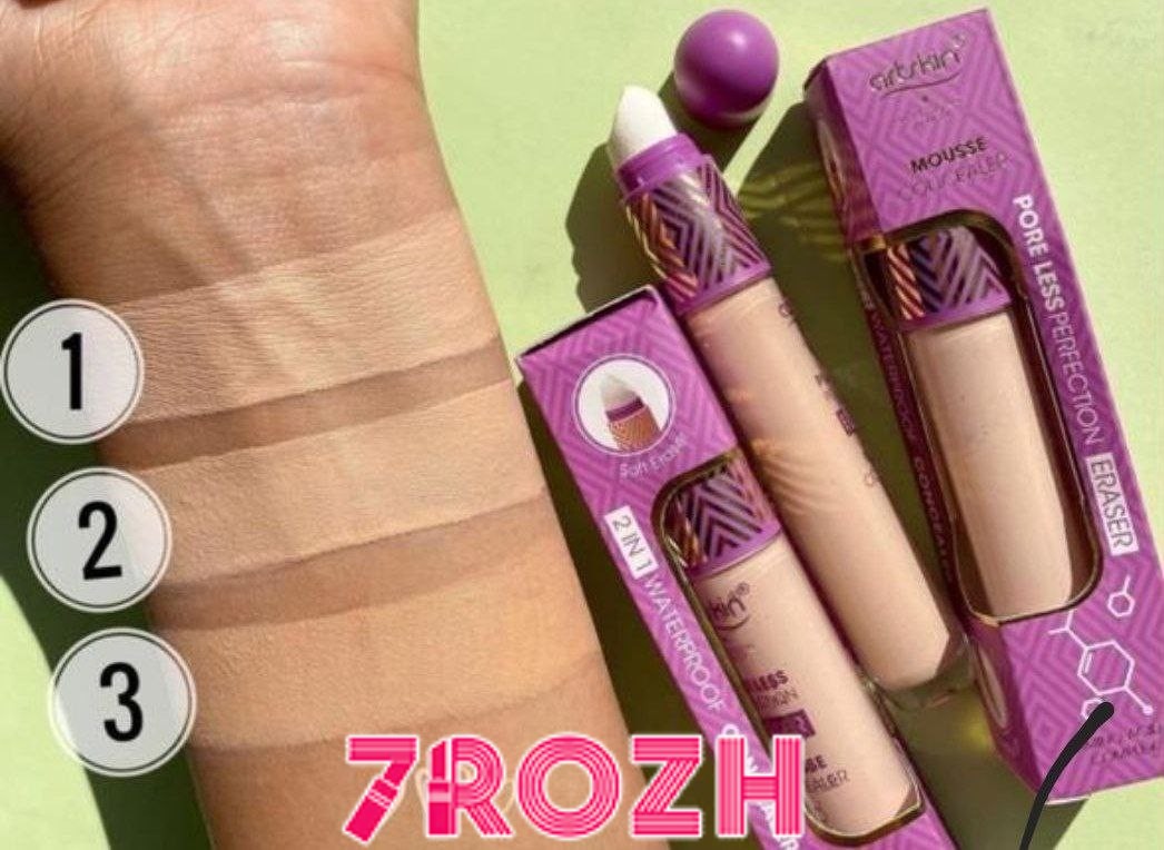 تست رنگ و رنگ بندی کانسیلر مایع پد دار آرت اسکین اصل سری بنفش