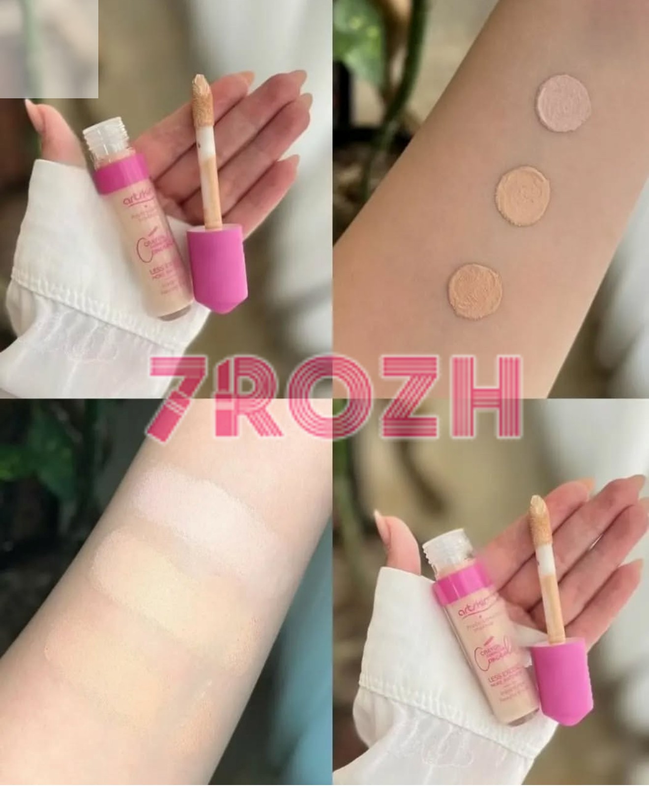 تست رنگ و رنگ بندی کانسیلر مایع آرت اسکین اصل سری صورتی