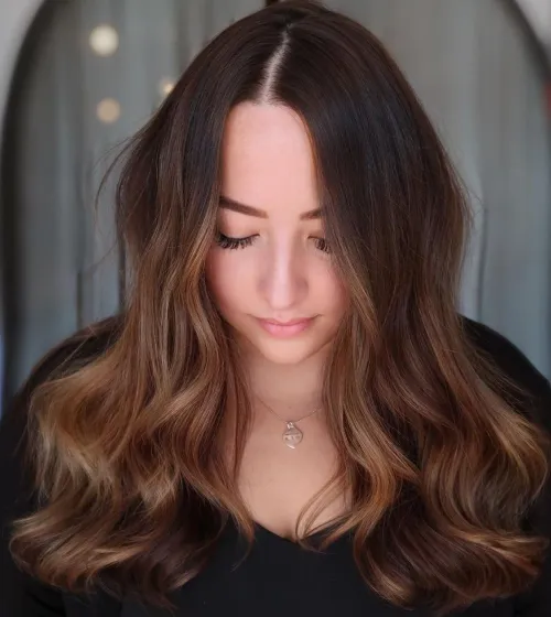 رنگ موی بالیاژ قهوهای گرم