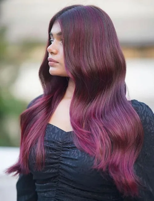 رنگ موی بادمجانی جسورانه